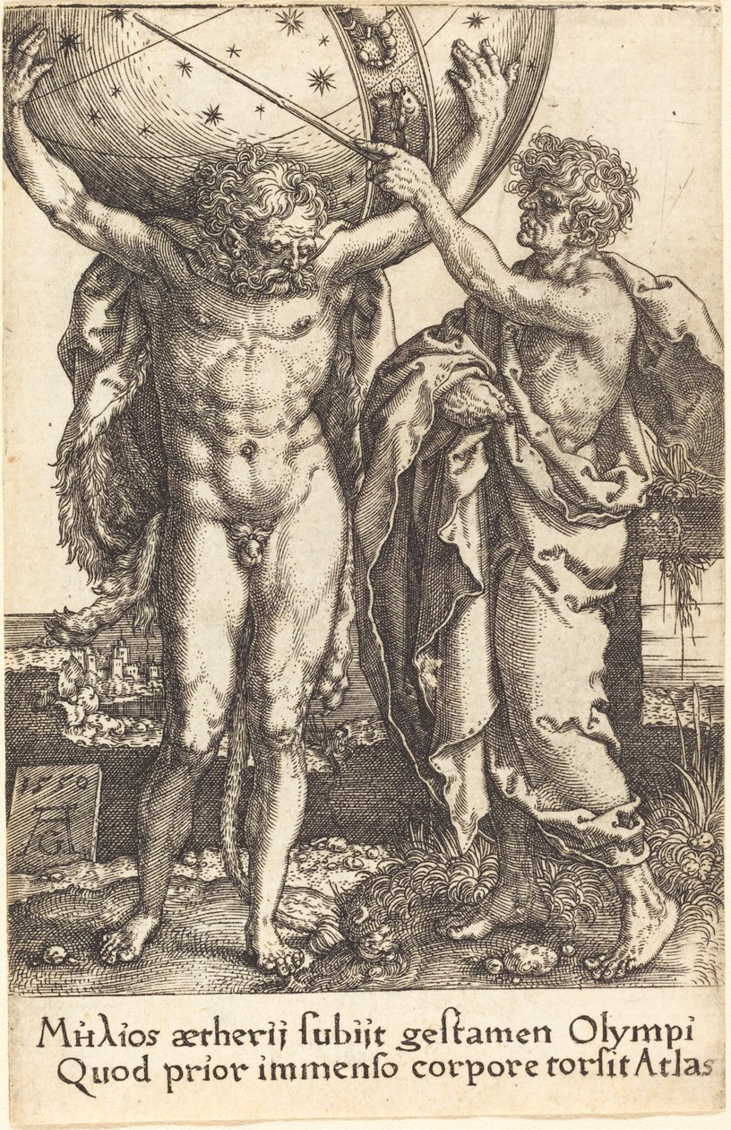 Hercules en Atlas door Heinrich Aldegrever