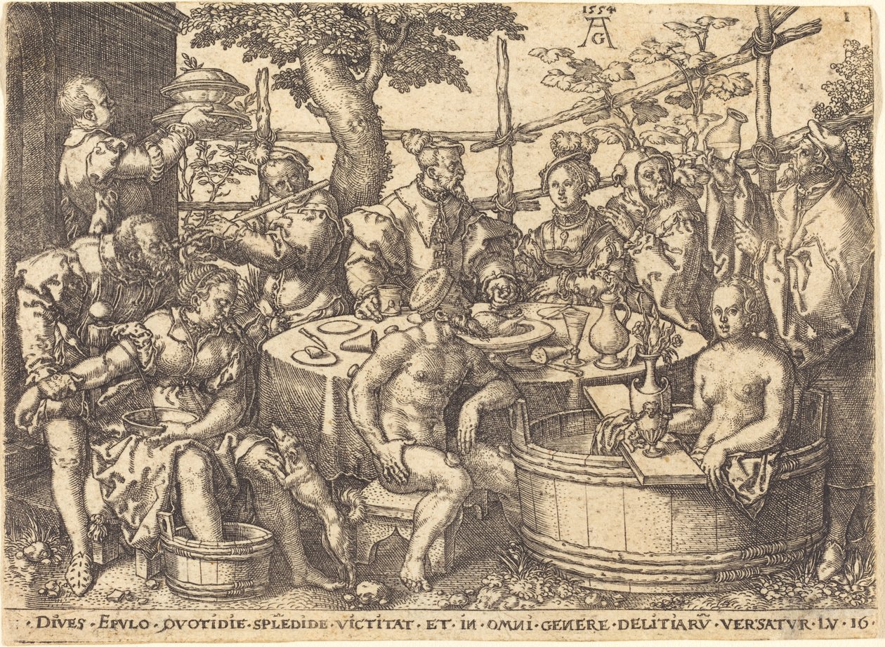 De Rijke Man aan de Tafel door Heinrich Aldegrever