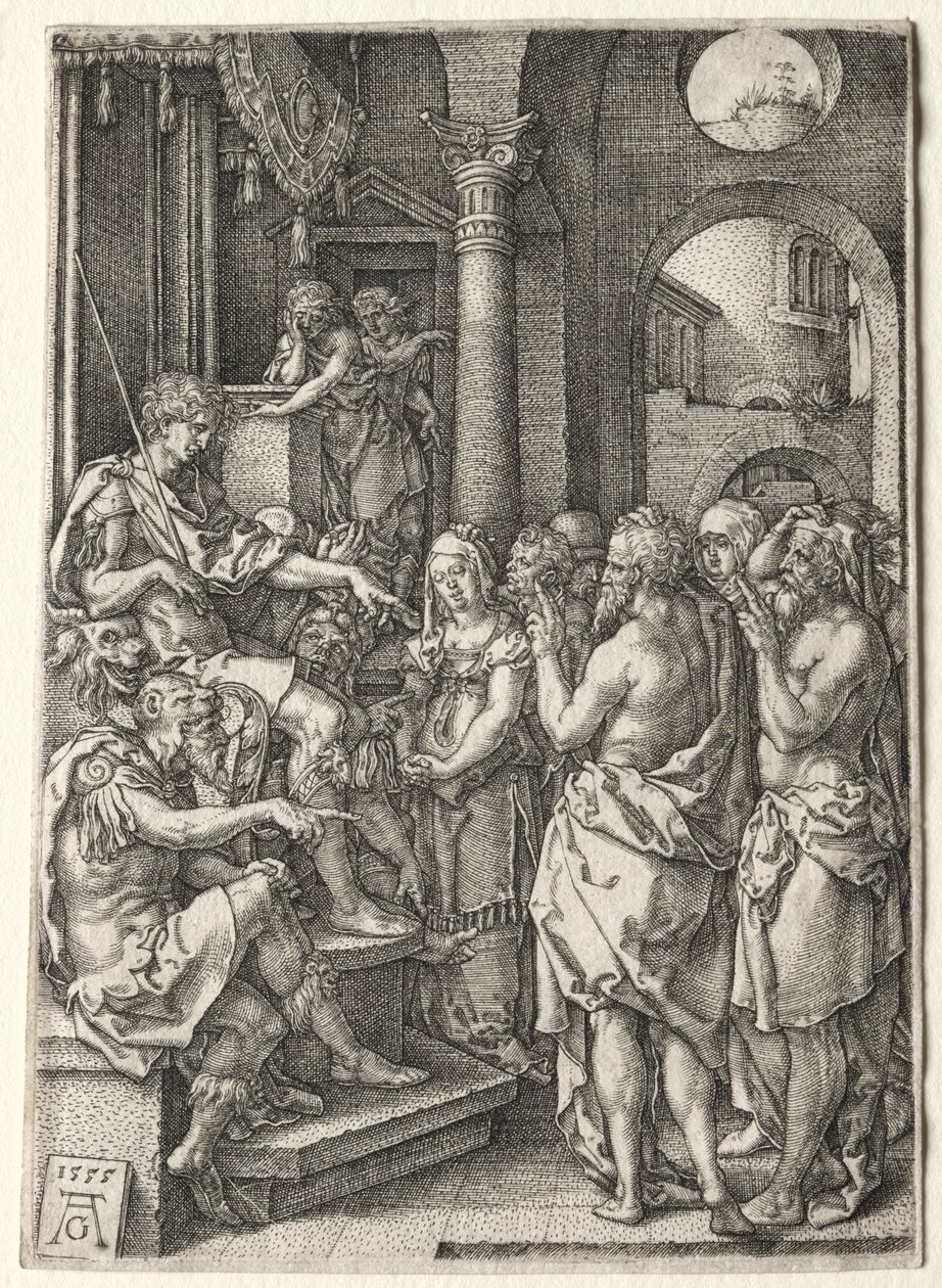 Het Verhaal van Susanna: Susanna beschuldigd van overspel, 1555 door Heinrich Aldegrever