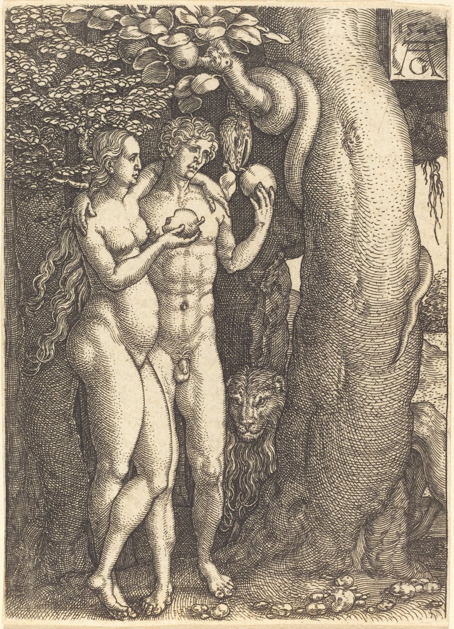 De verleiding door de slang, 1540 door Heinrich Aldegrever