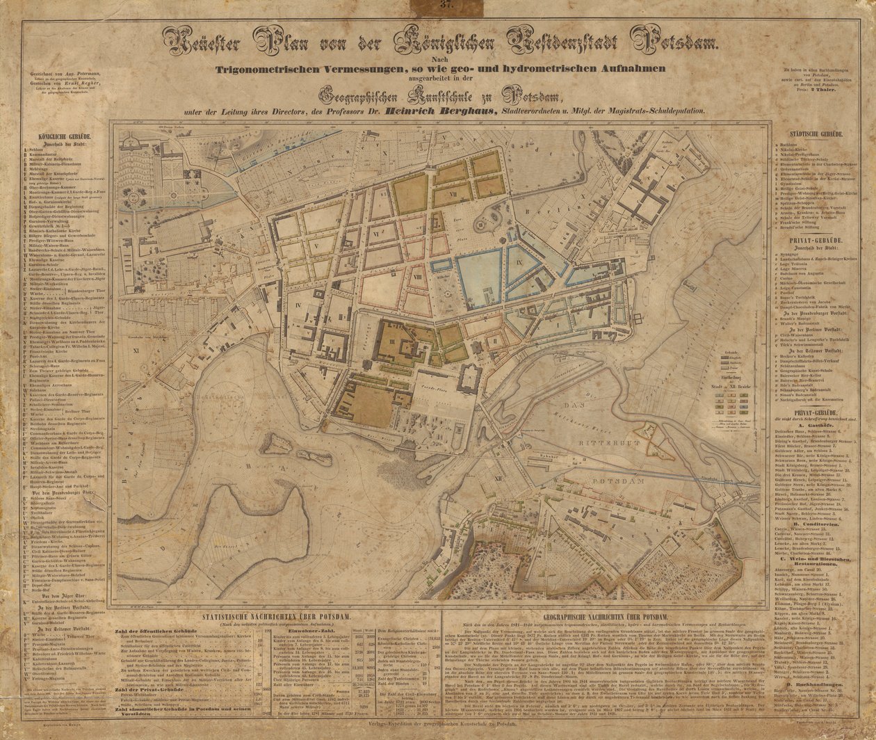 Berghaus Plan van Potsdam door Heinrich Berghaus