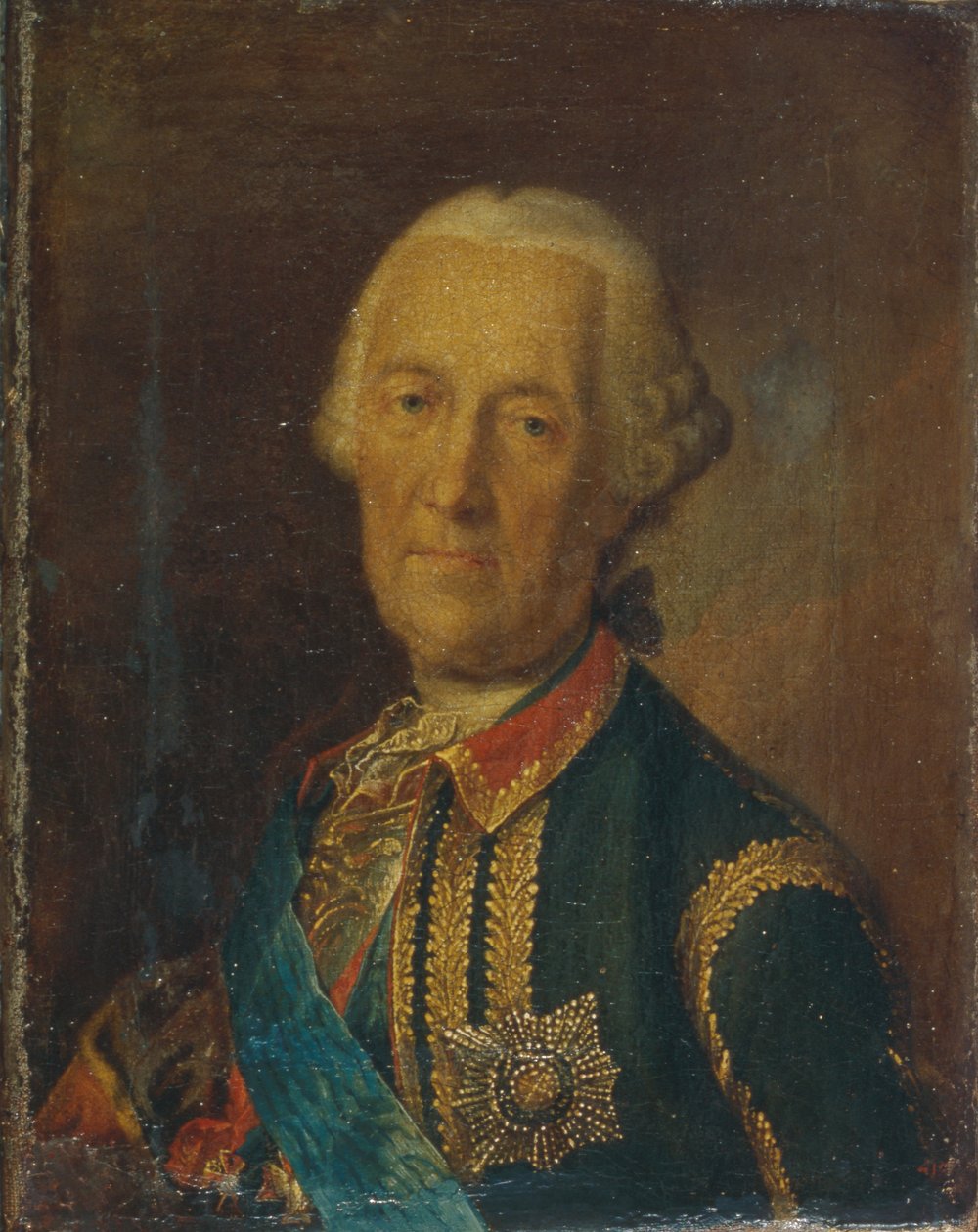 Portret van de veldmaarschalk en politicus Graaf Burkhard Christoph von Munnich door Heinrich Buchholz