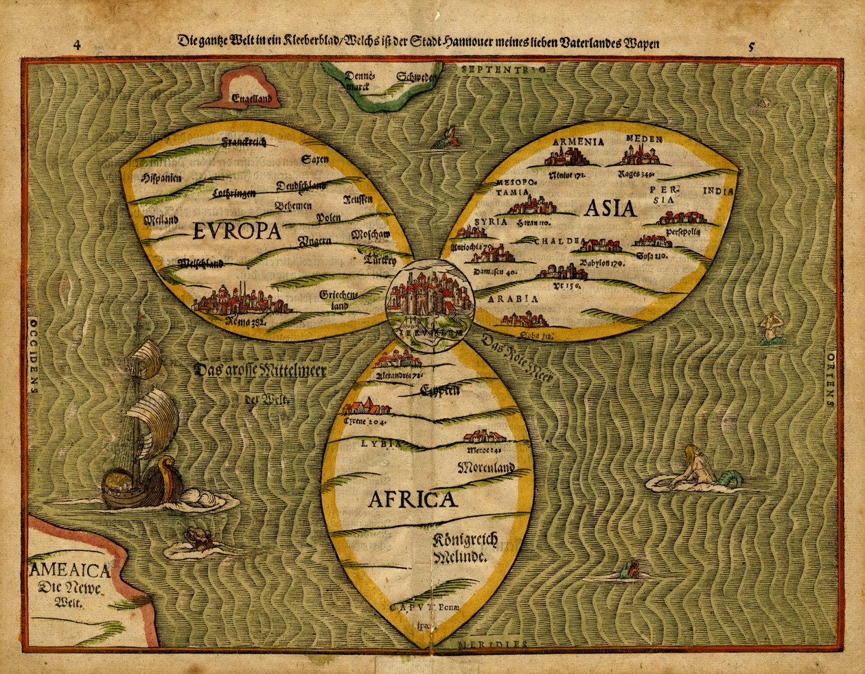 De hele wereld in een Kleberblad door Heinrich Bunting