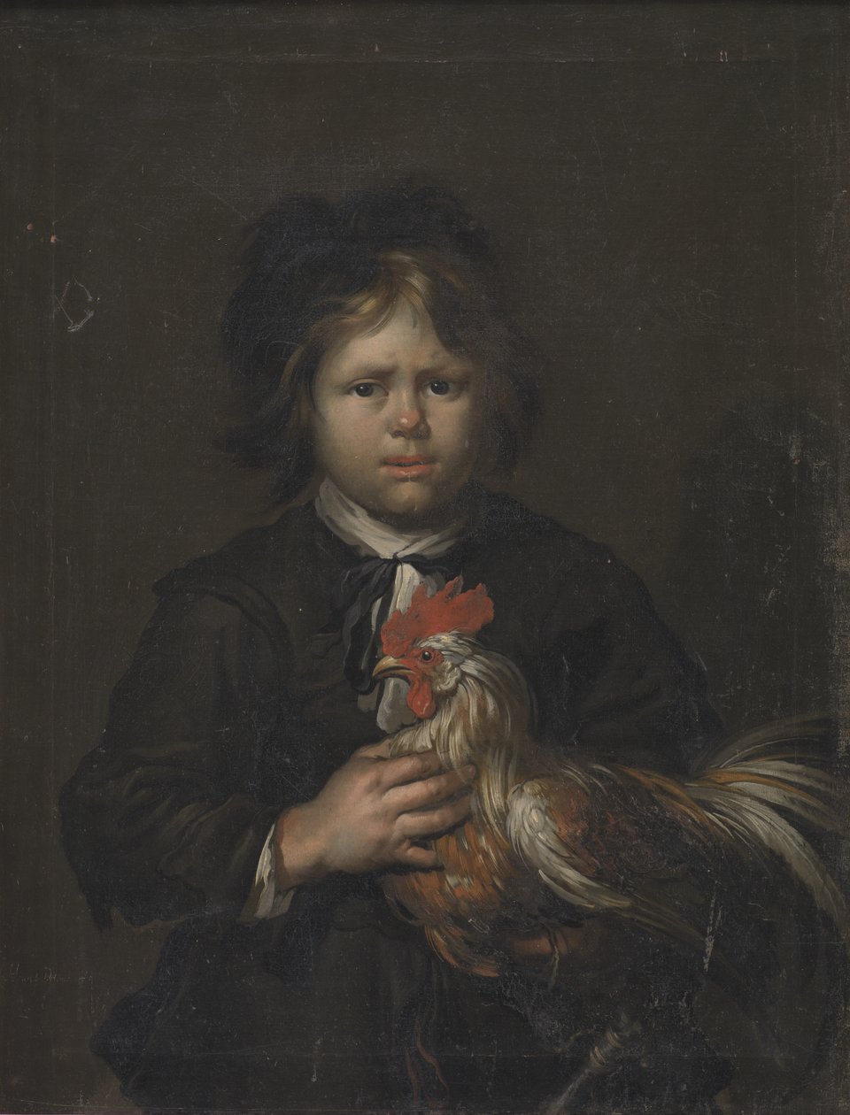 Een boerenjongen met een haan door Heinrich Dittmers