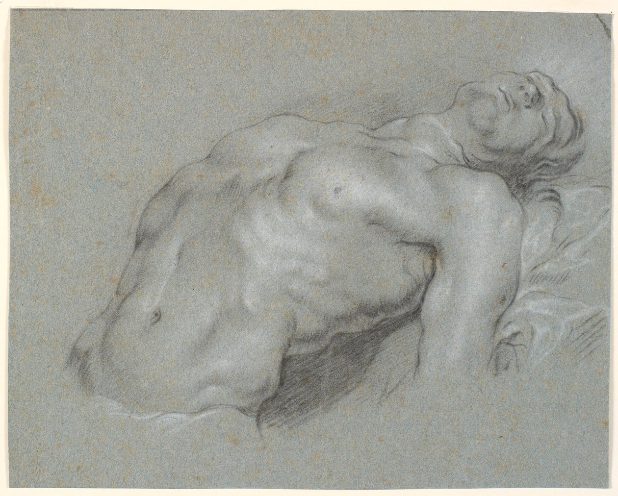 Bovenlichaam van sterk achteroverleunende mannelijke model door Heinrich Dittmers