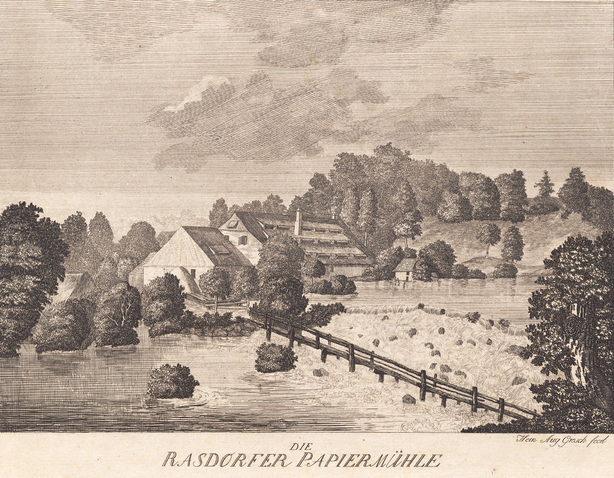 Die Rasdorfer Papiermühle door Heinrich Grosch