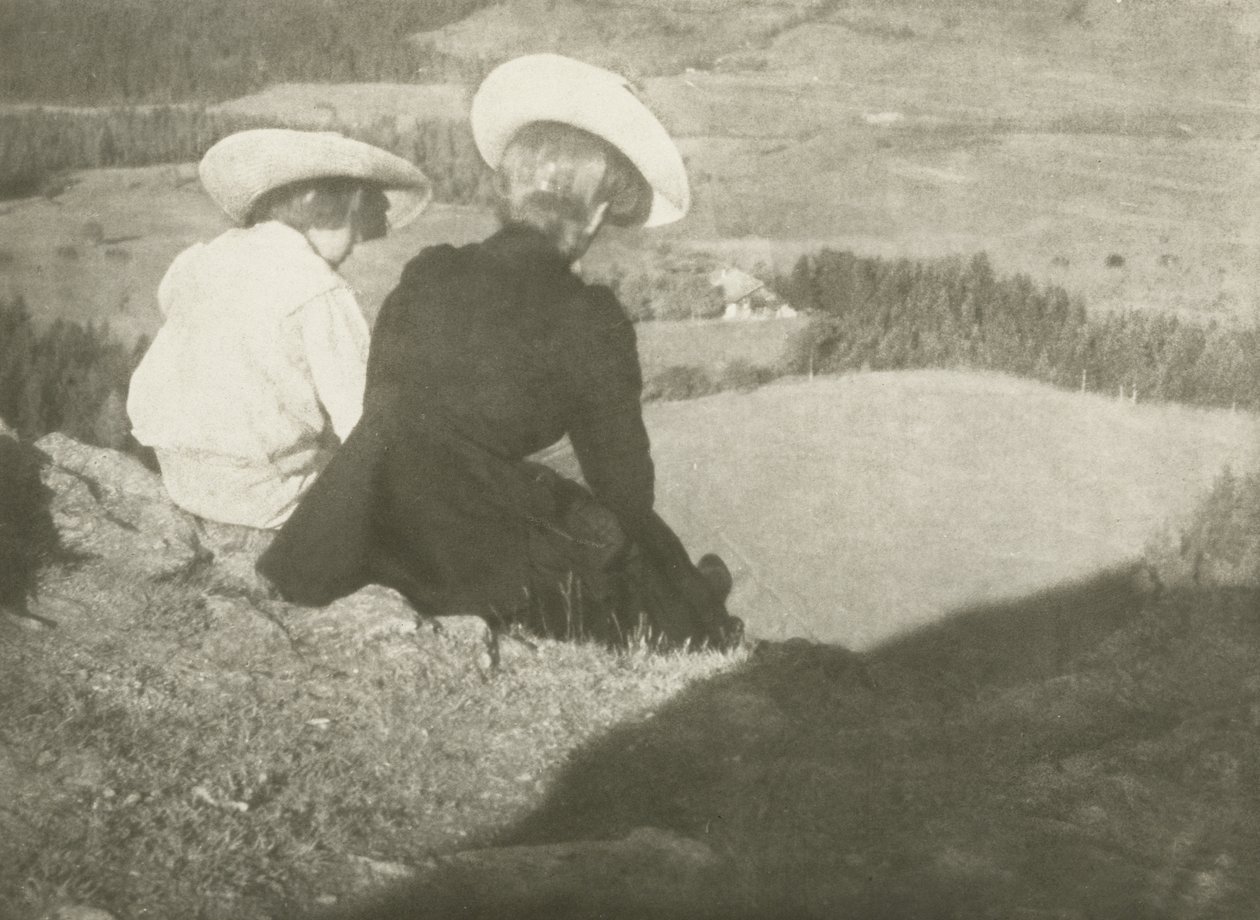 Velden in Birgitz (Hans en Mary zittend) door Heinrich Kuhn
