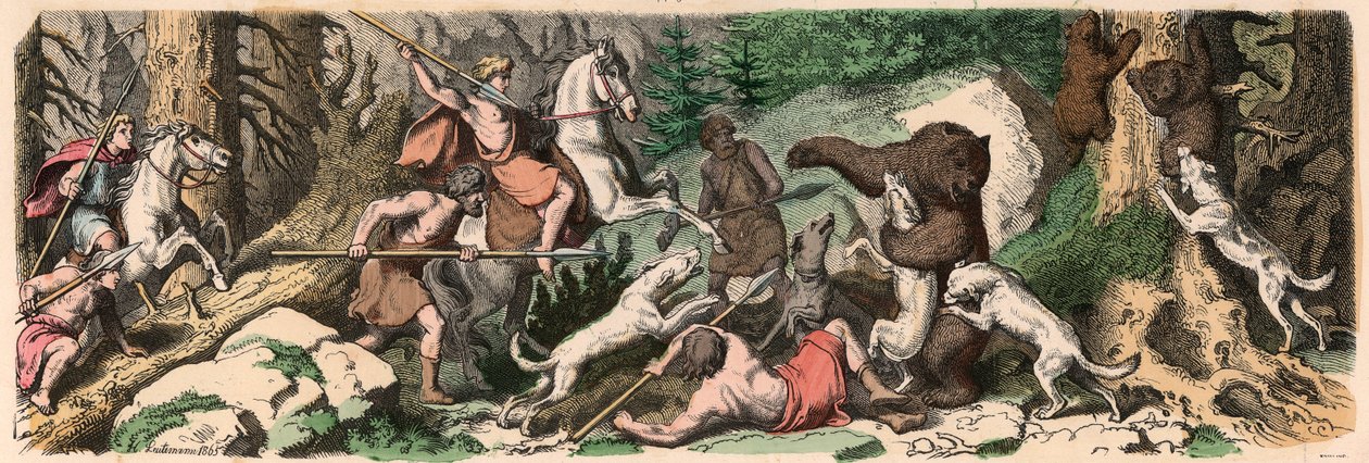 Oude Griekenland: Berenjacht door Heinrich Leutemann