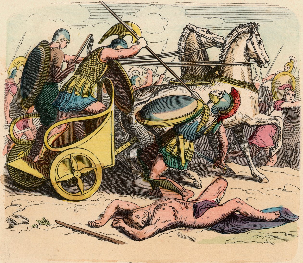 Oud Griekenland: Griekse militaire, Griekenland ten tijde van de koningen, Oorlogswagen door Heinrich Leutemann