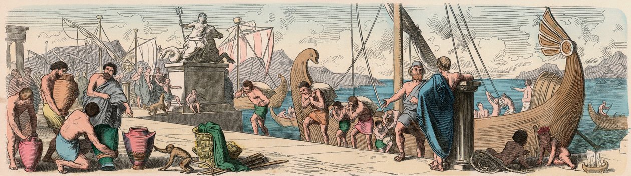 Oud Griekenland: Handel over zee door Heinrich Leutemann