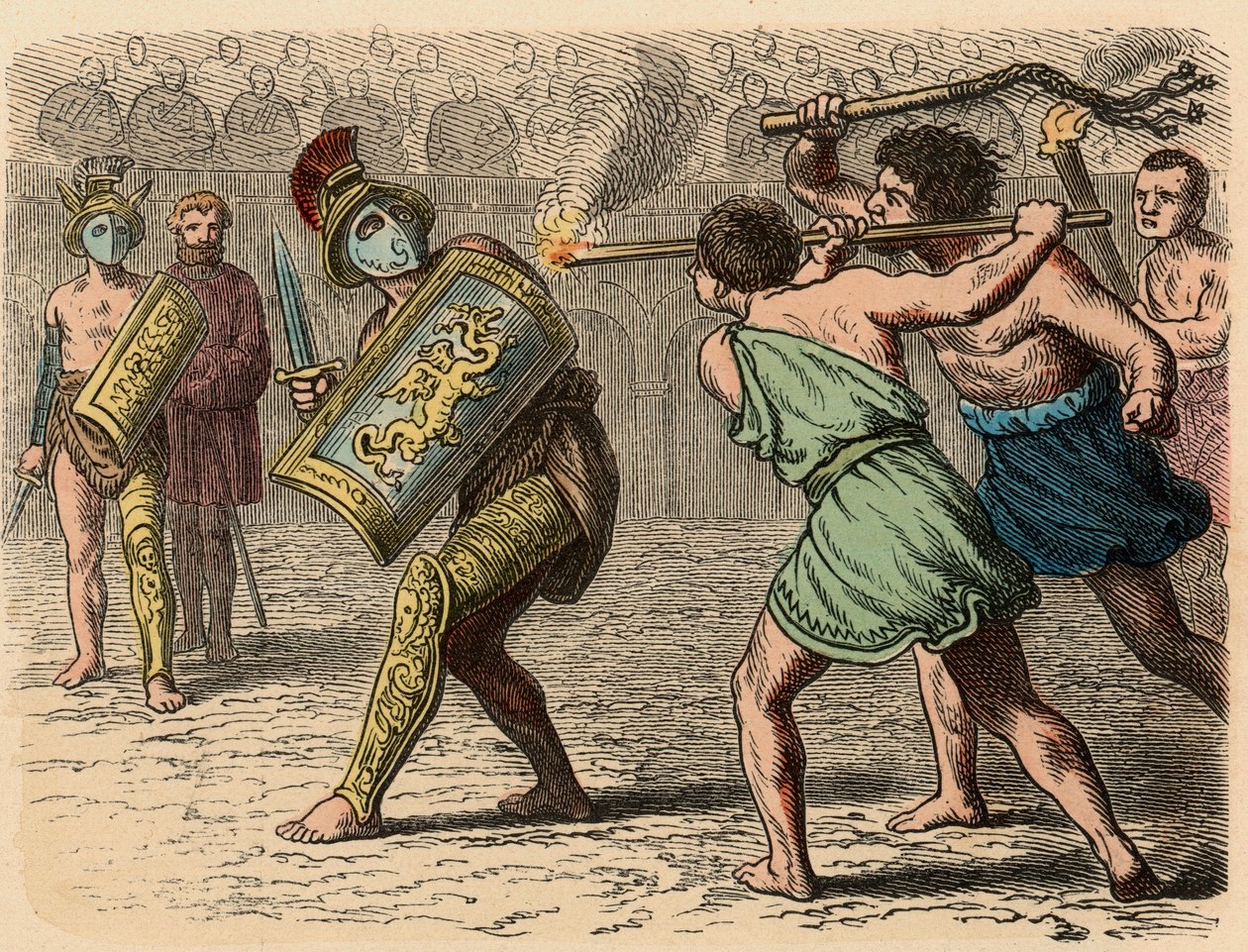 Oud Rome: Een laffe gladiator in gevecht, 1866 door Heinrich Leutemann
