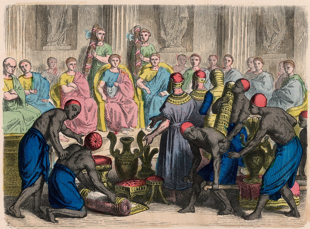 Oud Rome: Egyptische delegatie met geschenken voor de Senaat door Heinrich Leutemann