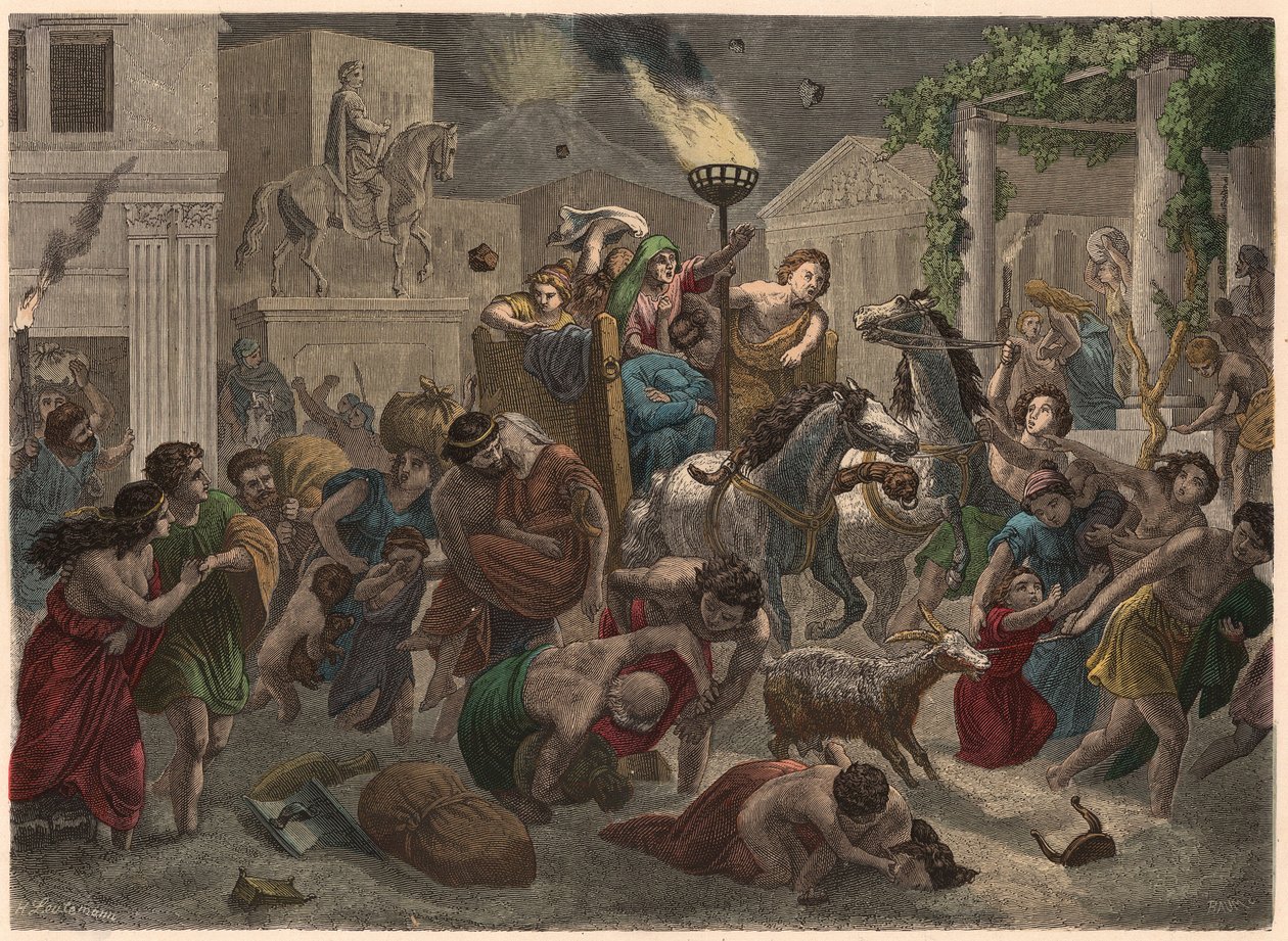 Oude Rome: Uitbarsting van de Vesuvius, 79 na Christus door Heinrich Leutemann