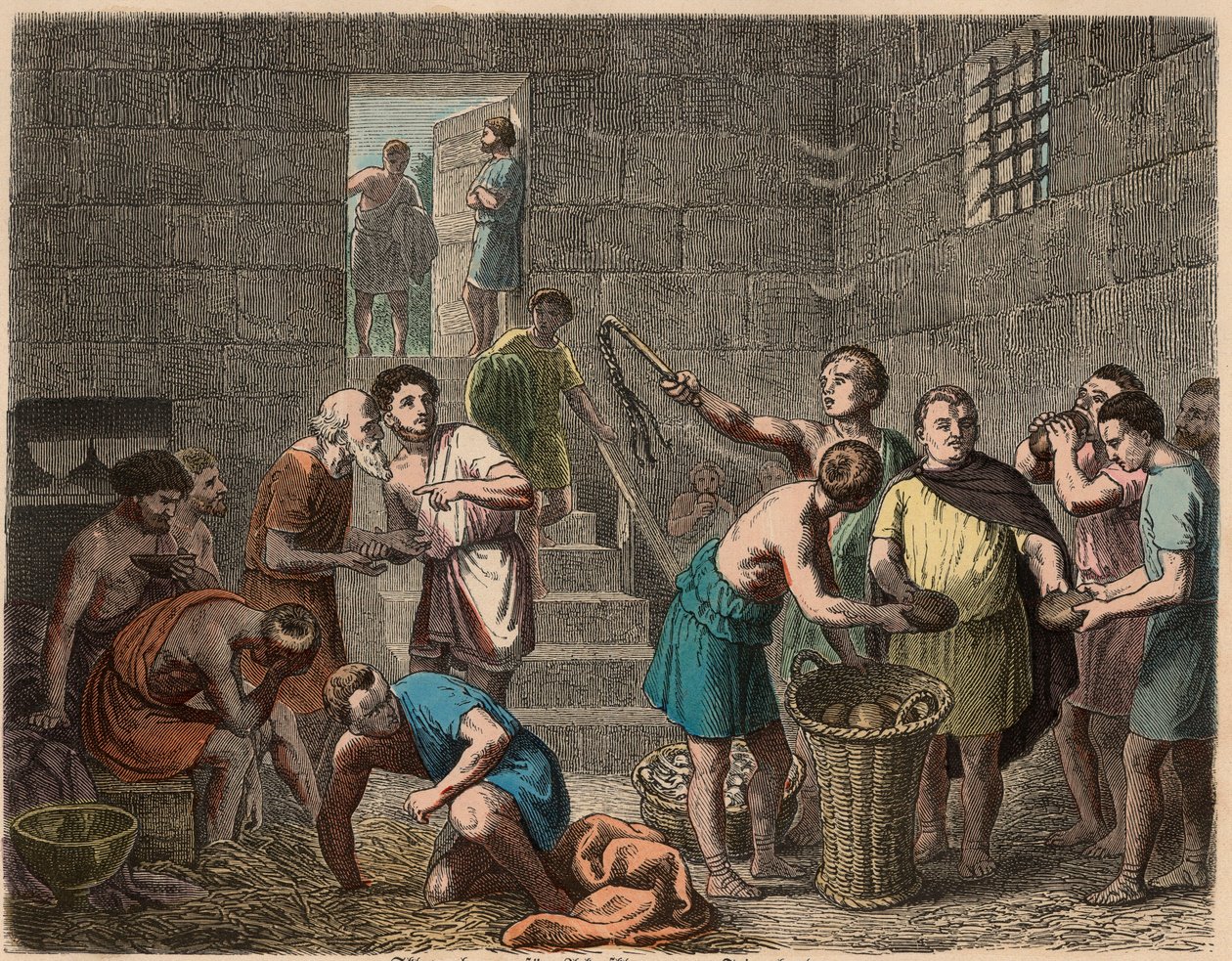 Oud Rome: voedseluitdeling aan slaven in de avond, 1866 door Heinrich Leutemann