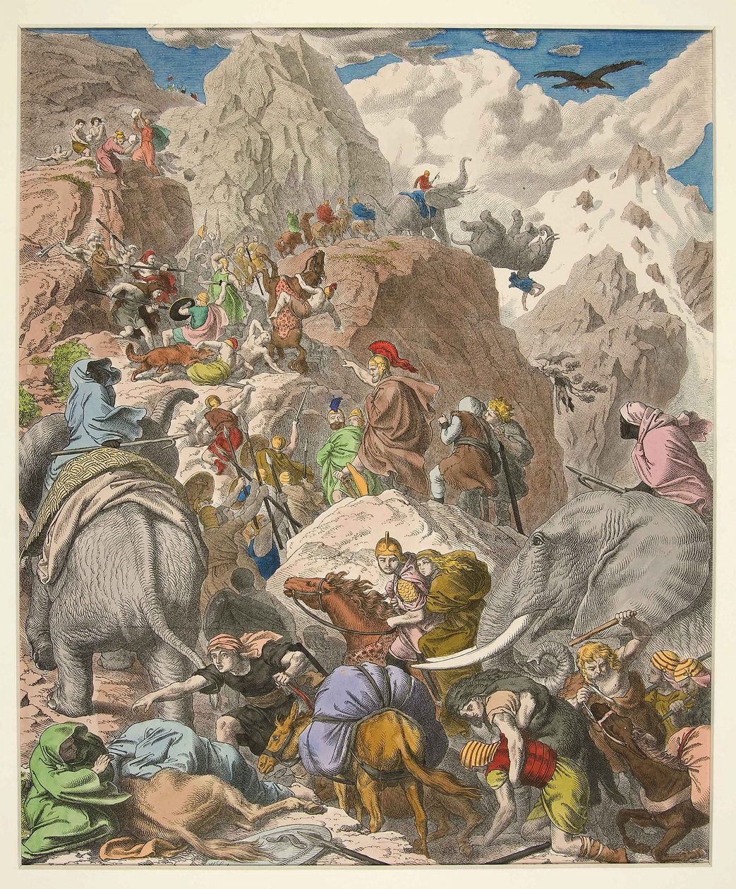 Hannibal steekt de Alpen over, uitgegeven 1866 door Heinrich Leutemann