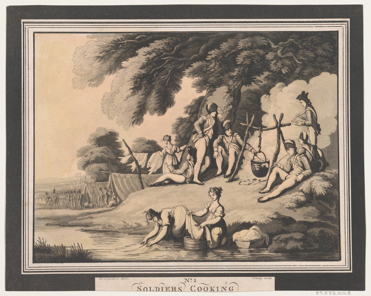Soldaten koken, 1 april 1798 door Heinrich Schutz