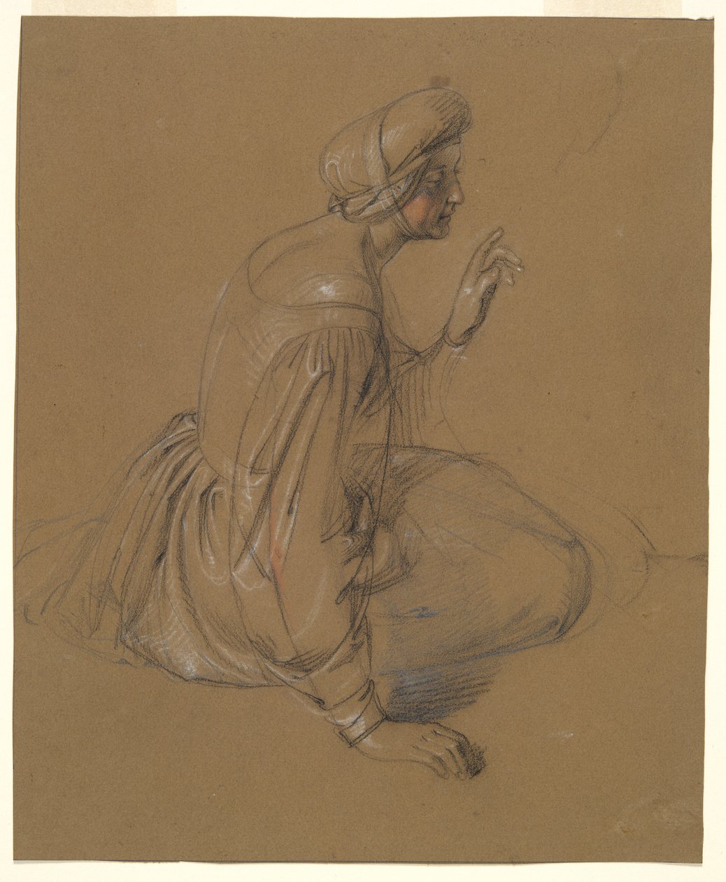 Studie van een zittende vrouw: St. Elizabeth door Heinrich Schwemminger