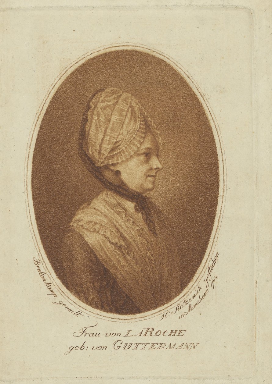 Sophie von La Roche, geboren Gutermann von Gutershofen 1730-1807, 1782 door Heinrich Sintzenich