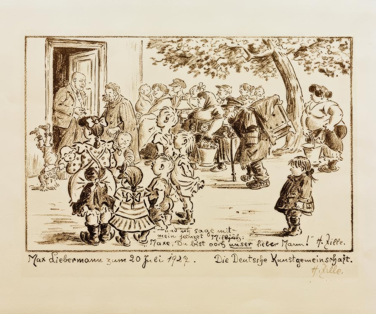 Verjaardagsblad voor de 80e verjaardag van Liebermann H.Zille door Heinrich Zille