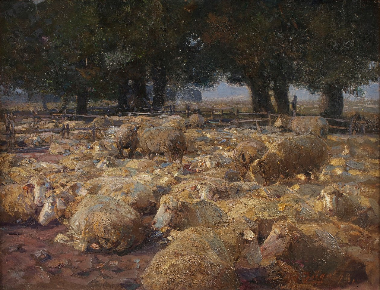 Schapenpark (Heidemoeras) door Heinrich von Zügel