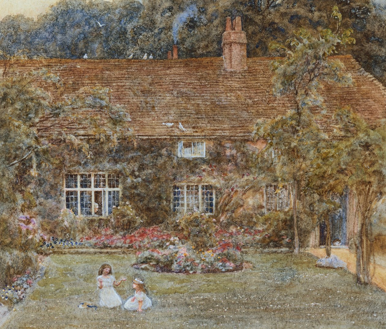 Een landhuis door Helen Allingham