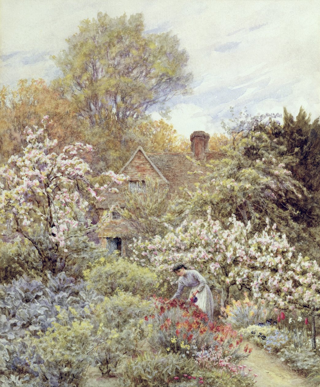 Een Tuin in de Lente door Helen Allingham