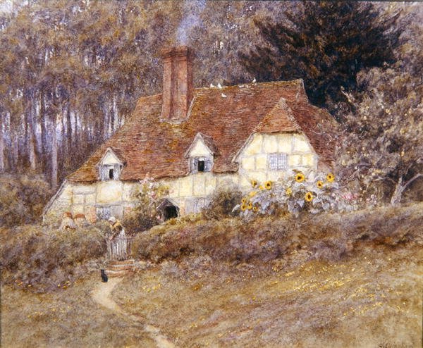 Een huisje in Surrey door Helen Allingham