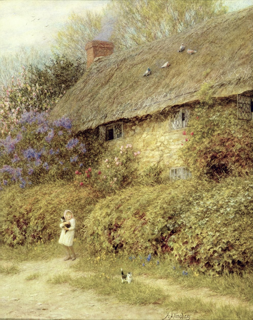 Oud huisje in Freshwater, Isle of Wight door Helen Allingham