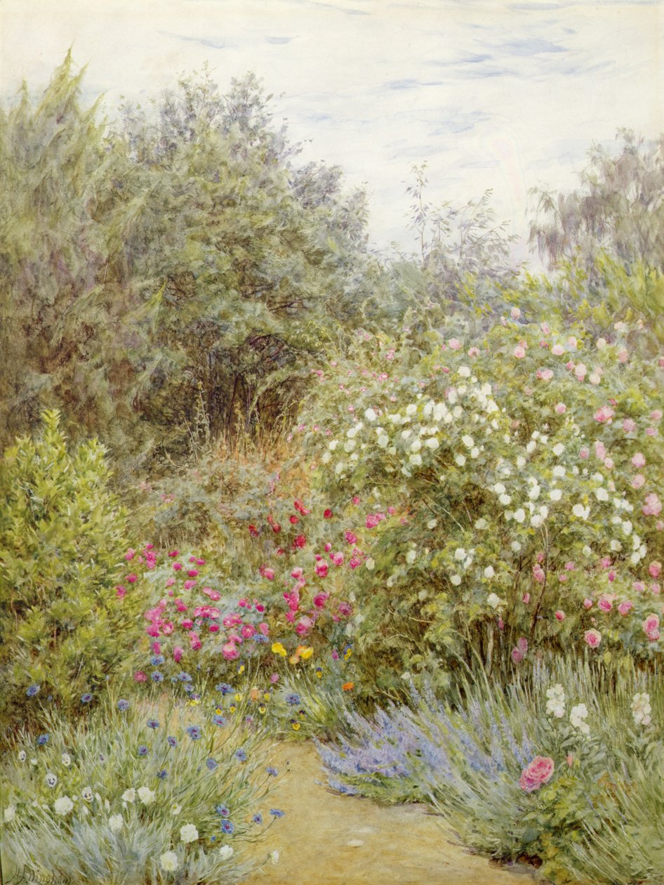 Rozen in de tuin van Gertrude Jekyll, Surrey door Helen Allingham