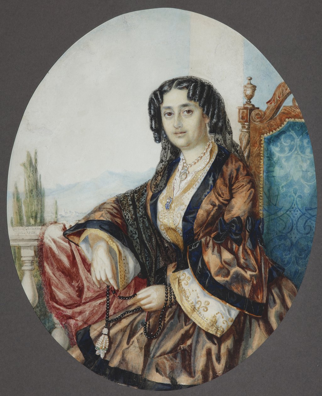 Portret van Prinses Nino Aleksandrovna Griboyedova née Chavchavadze, 1856 door Helene Franken