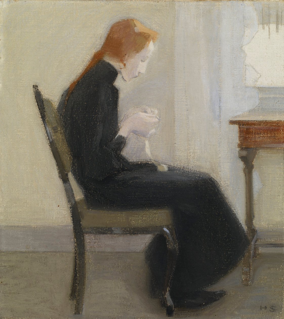 Meisje aan het haken door Helene Schjerfbeck