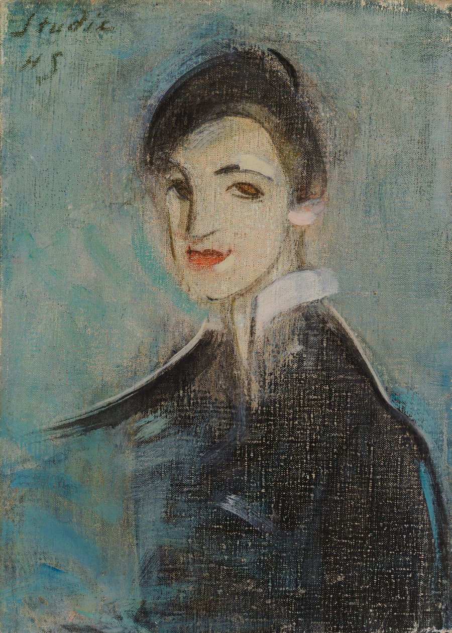 Zangeres in het zwart door Helene Schjerfbeck