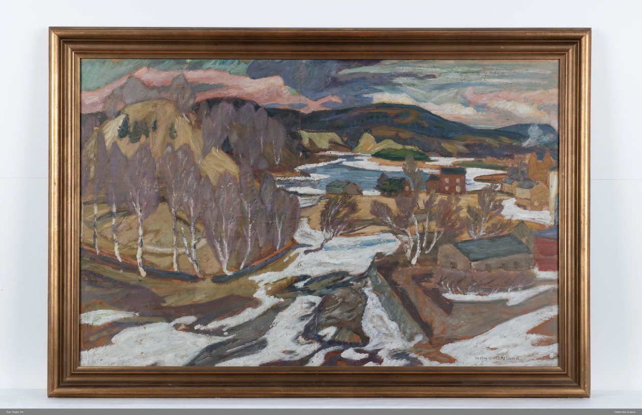 De Ångermanälven [OLIEVERFSCHILDERIJ] door Helmer Osslund