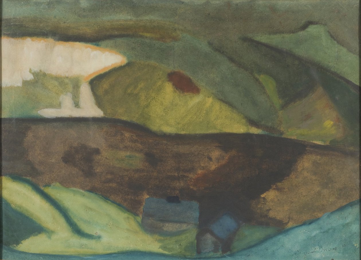 Vissershuisjes aan de rivier. Motief uit Granvåg, Faxälven door Helmer Osslund