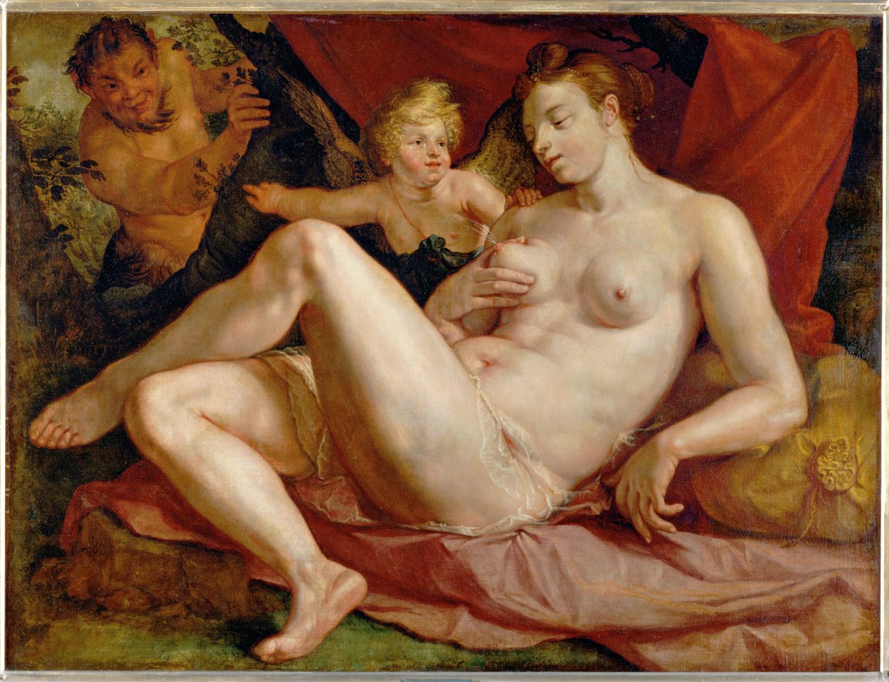 Jupiter en Antiope ... door Hendrick (attr. to) Goltzius