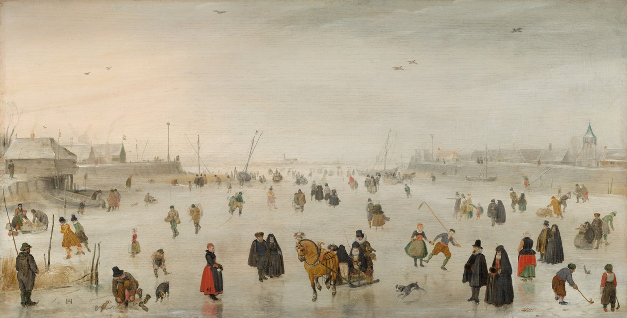 Een scène op het ijs, c. 1625 door Hendrick Avercamp
