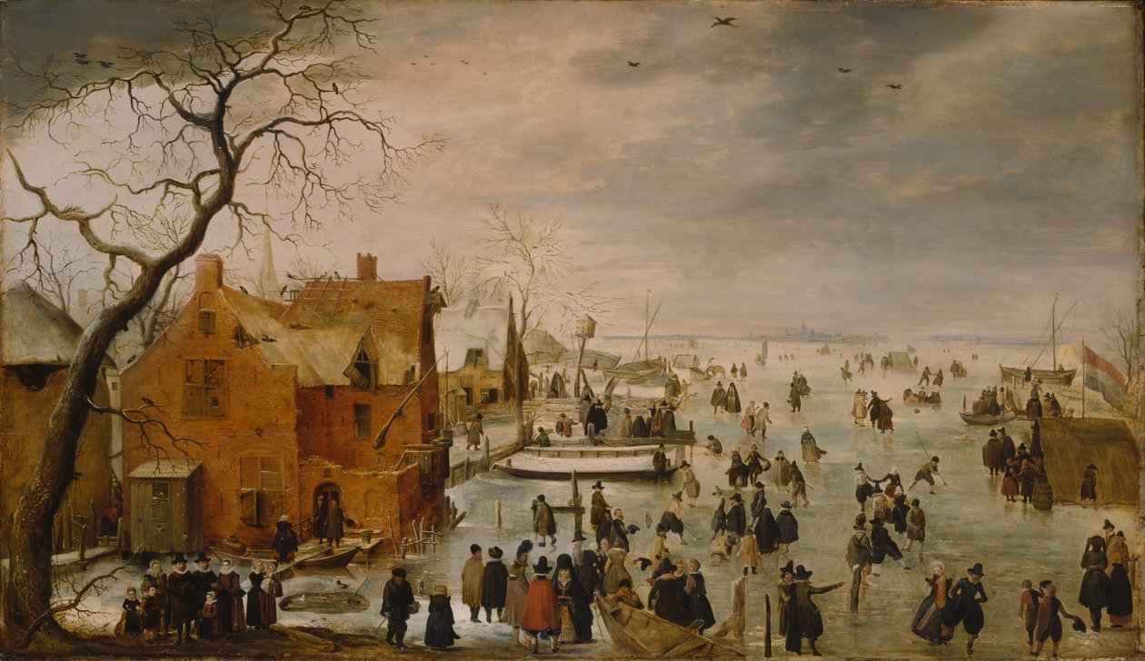 Dutch: IJslandschap / IJsvermaak Winter Landscape with Numerous Skaters door Hendrick Avercamp