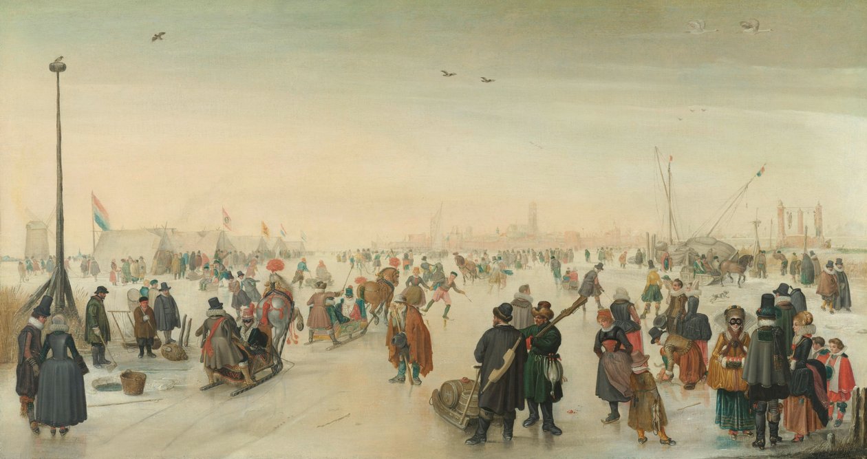 Winterlandschap bij een stad door Hendrick Avercamp