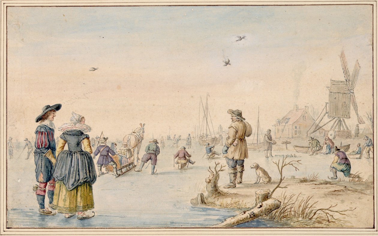 Hendrick Avercamp - Winterlandschap met schaatsers, Albertina door Hendrick Avercamp