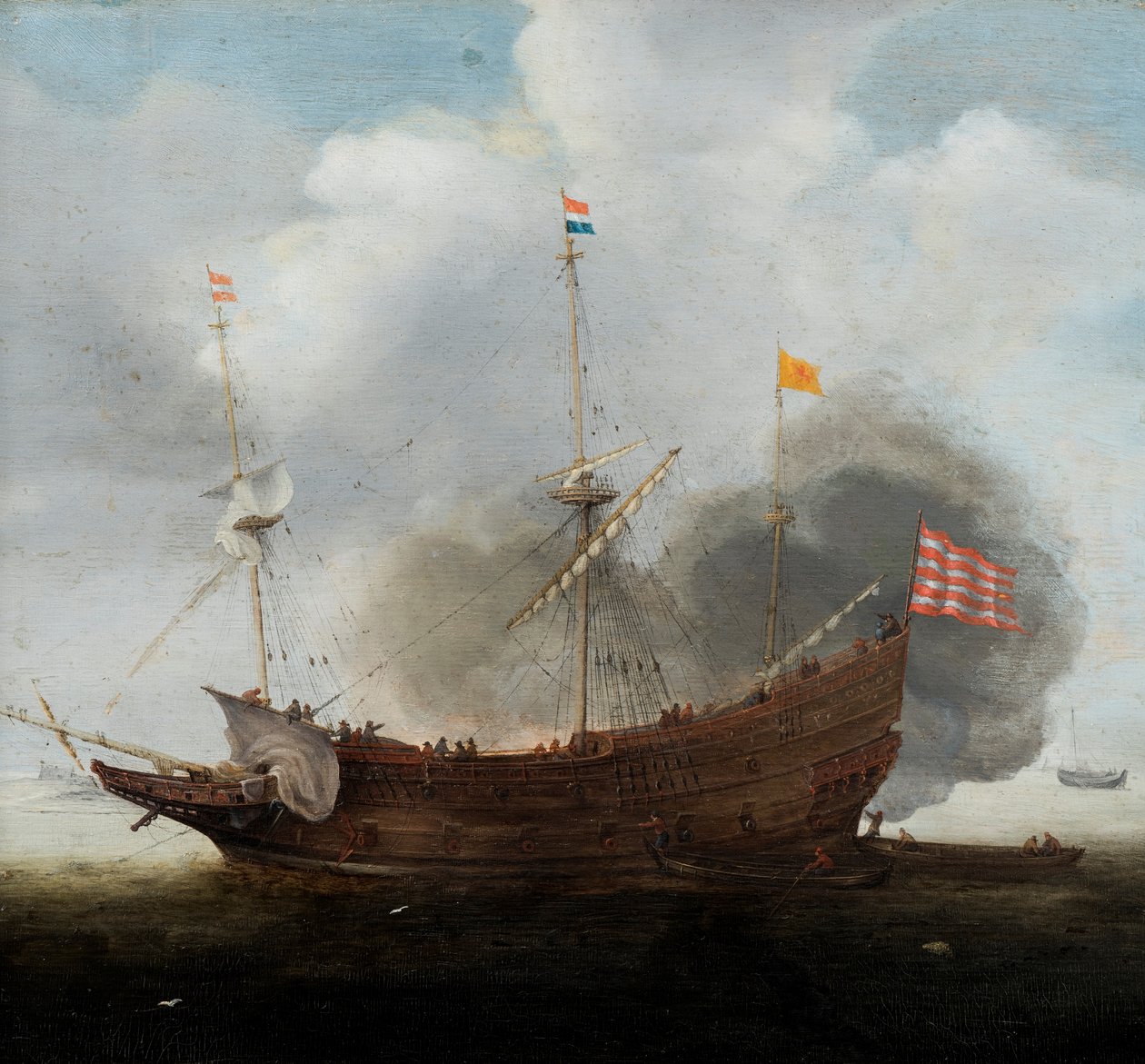 Een oorlogsschip door Hendrick Cornelisz Vroom