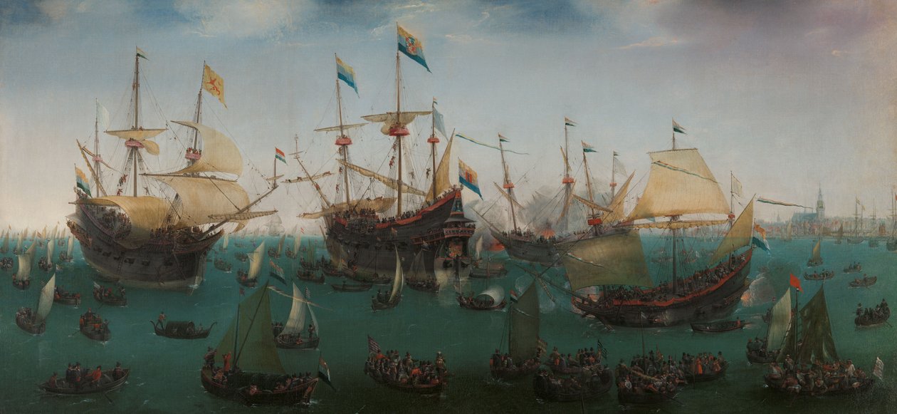 De terugkomst in Amsterdam van de tweede expeditie naar Oost-Indië door Hendrick Cornelisz Vroom