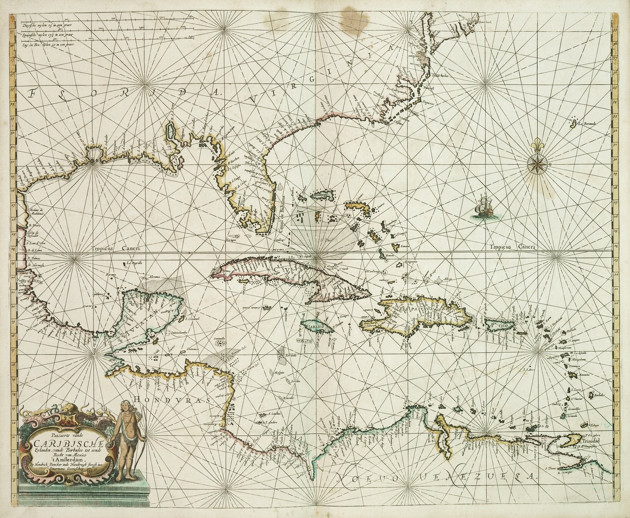 Pascaerte vande Caribische eylanden, vande Barbados tot aende Bocht van Mexico door Hendrick Doncker