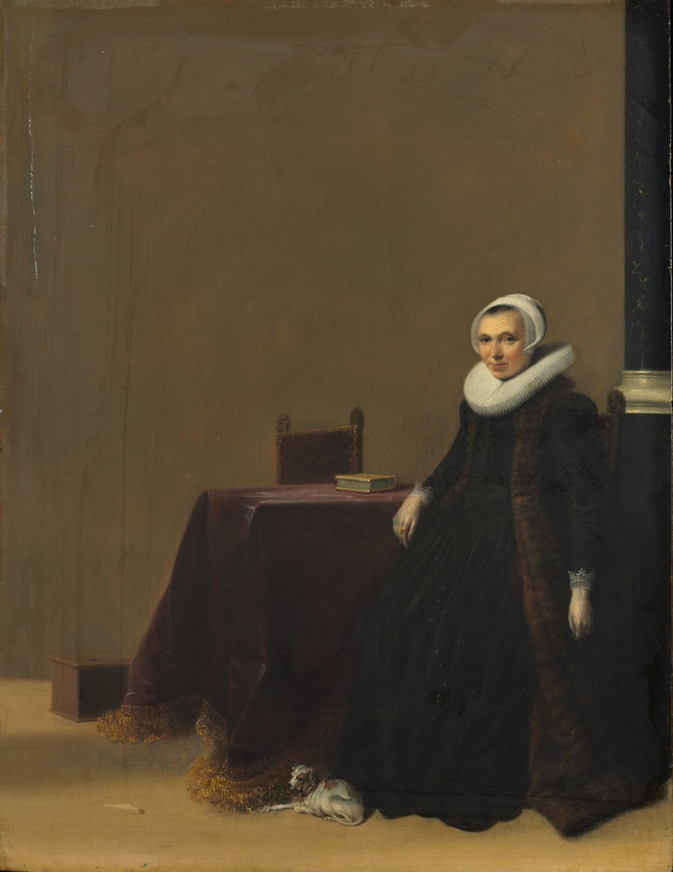 Portret van een vrouw met een hond, ca. 1635 door Hendrick Gerritsz Pot