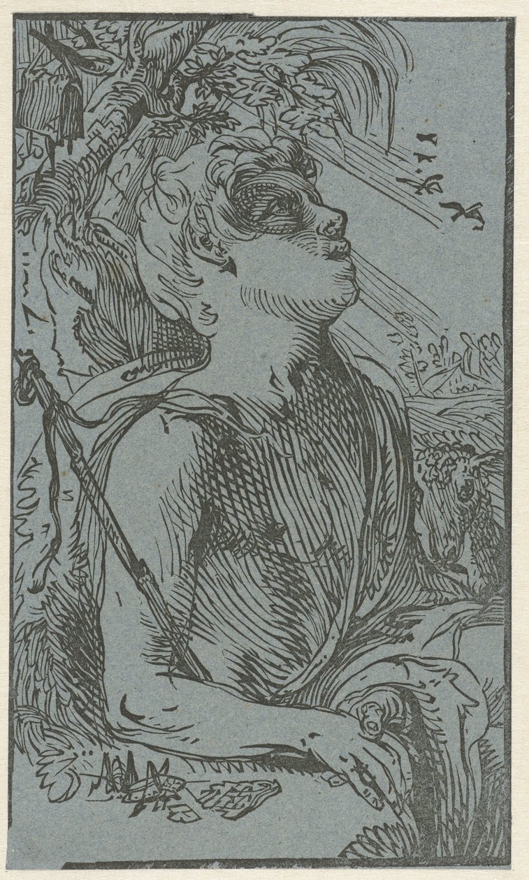 Johannes de Doper in de wildernis door Hendrick Goltzius (attributed to)