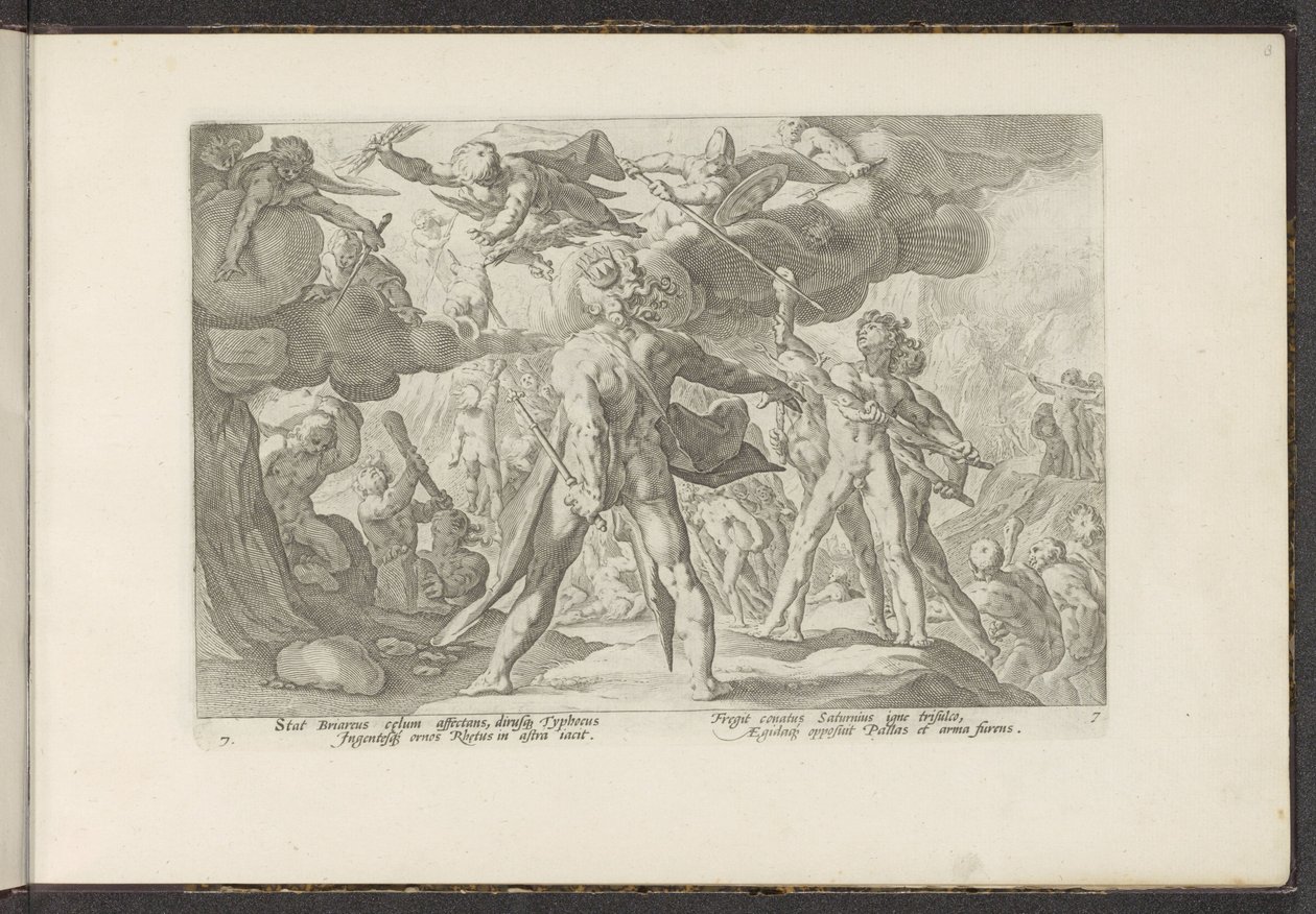 Aanval van de Giganten op de godenwereld door Hendrick Goltzius (workshop of)