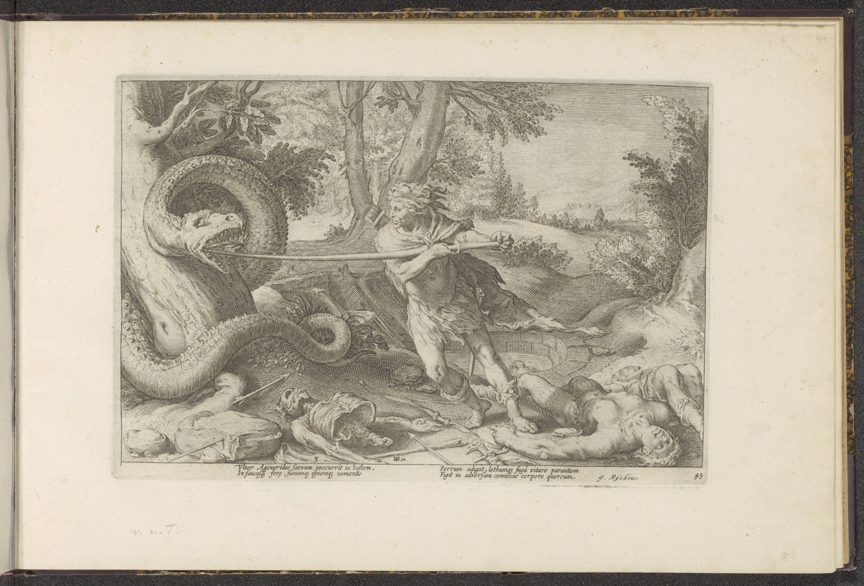 Cadmus doodt de draak door Hendrick Goltzius (workshop of)