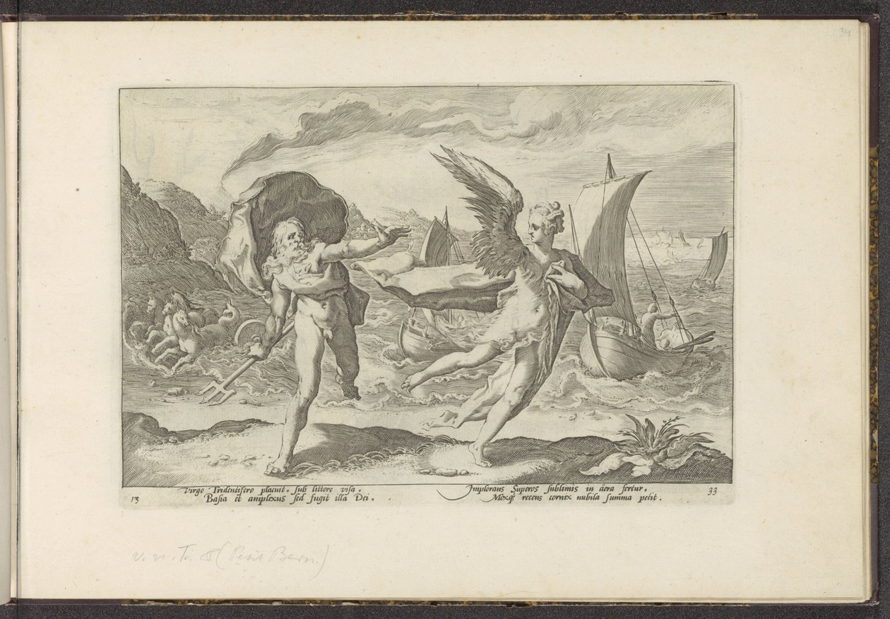 Cornix verandert in een kraai door Hendrick Goltzius (workshop of)