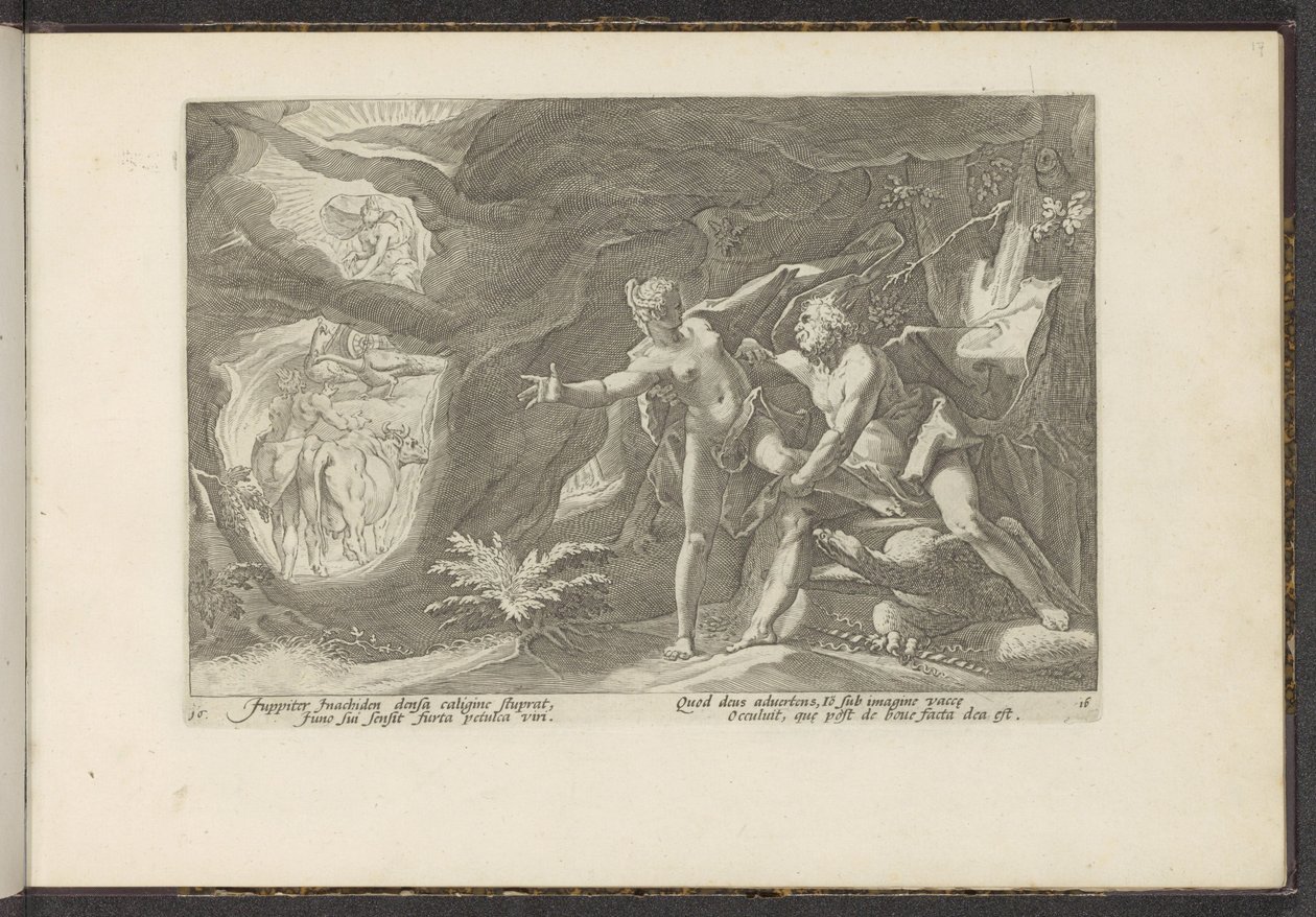 Jupiter vergrijpt zich aan Io door Hendrick Goltzius (workshop of)