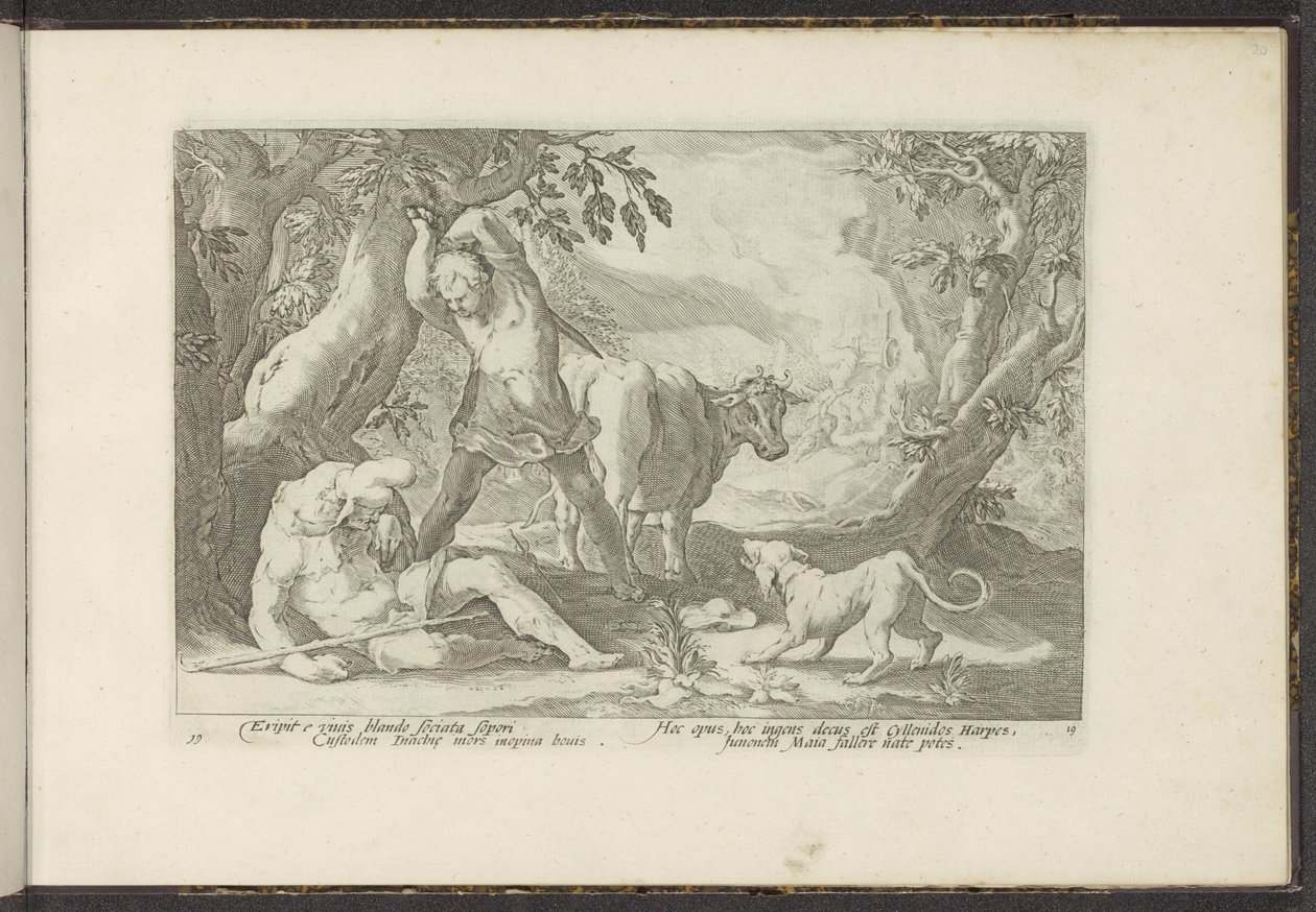 Mercurius doodt Argus door Hendrick Goltzius (workshop of)