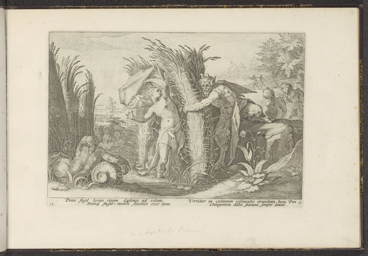 Pan en Syrinx door Hendrick Goltzius (workshop of)